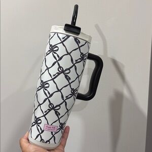 New Simply Belle By Simply Southern Tumbler Black Bow Ribbons Straw